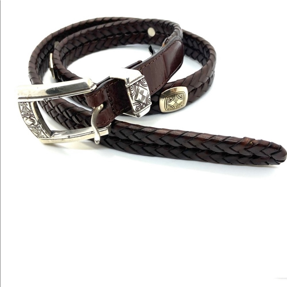 Brighton Belt Leather Braided Silver Concho 30” M